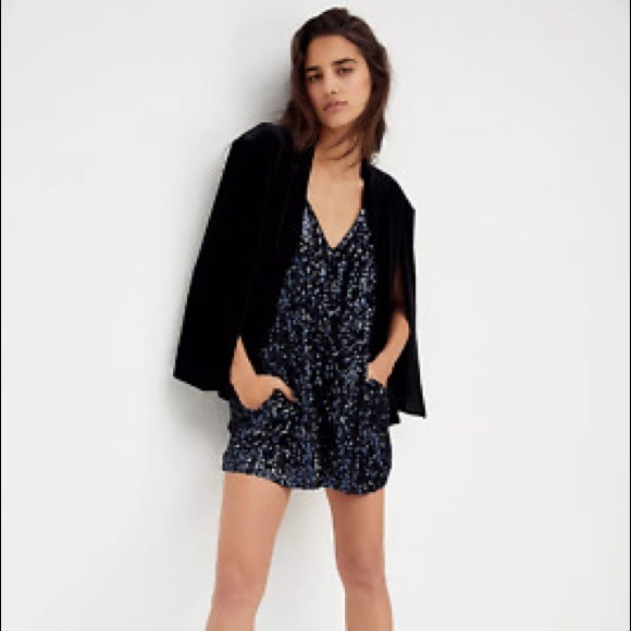 Free People Sparkle and Shine Sequin Romper with Tie Back - Picture 2 of 15